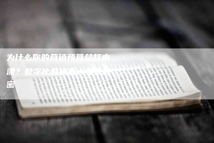 为什么你的营销预算总打水漂？数字化营销五大要素解密