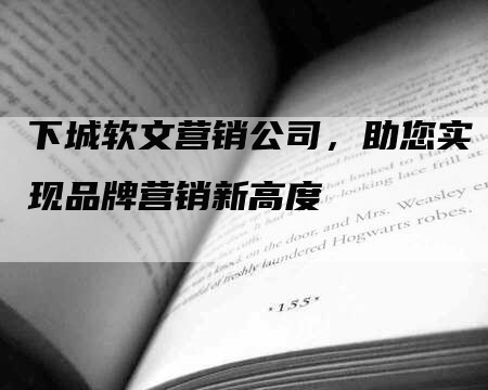 下城软文营销公司，助您实现品牌营销新高度