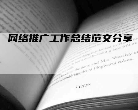 网络推广工作总结范文分享