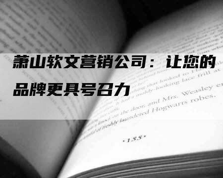 萧山软文营销公司：让您的品牌更具号召力