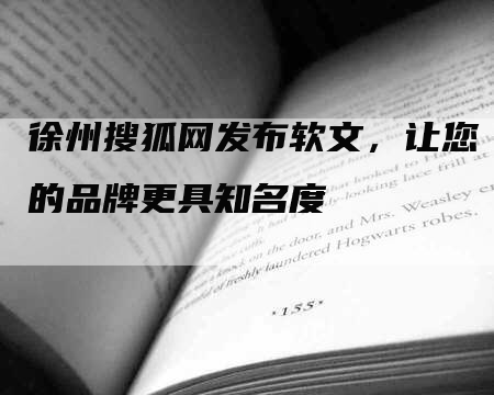 徐州搜狐网发布软文，让您的品牌更具知名度