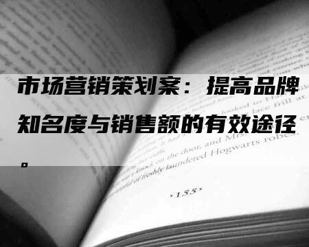 市场营销策划案：提高品牌知名度与销售额的有效途径。