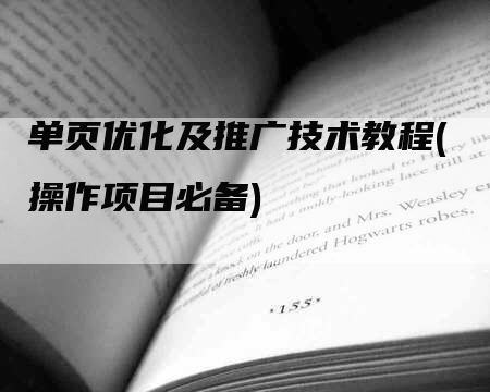 单页优化及推广技术教程(操作项目必备)