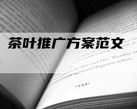 茶叶推广方案范文