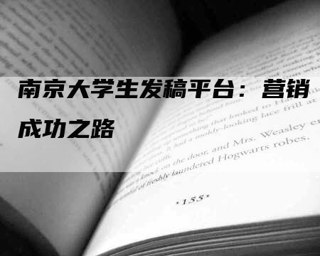 南京大学生发稿平台：营销成功之路